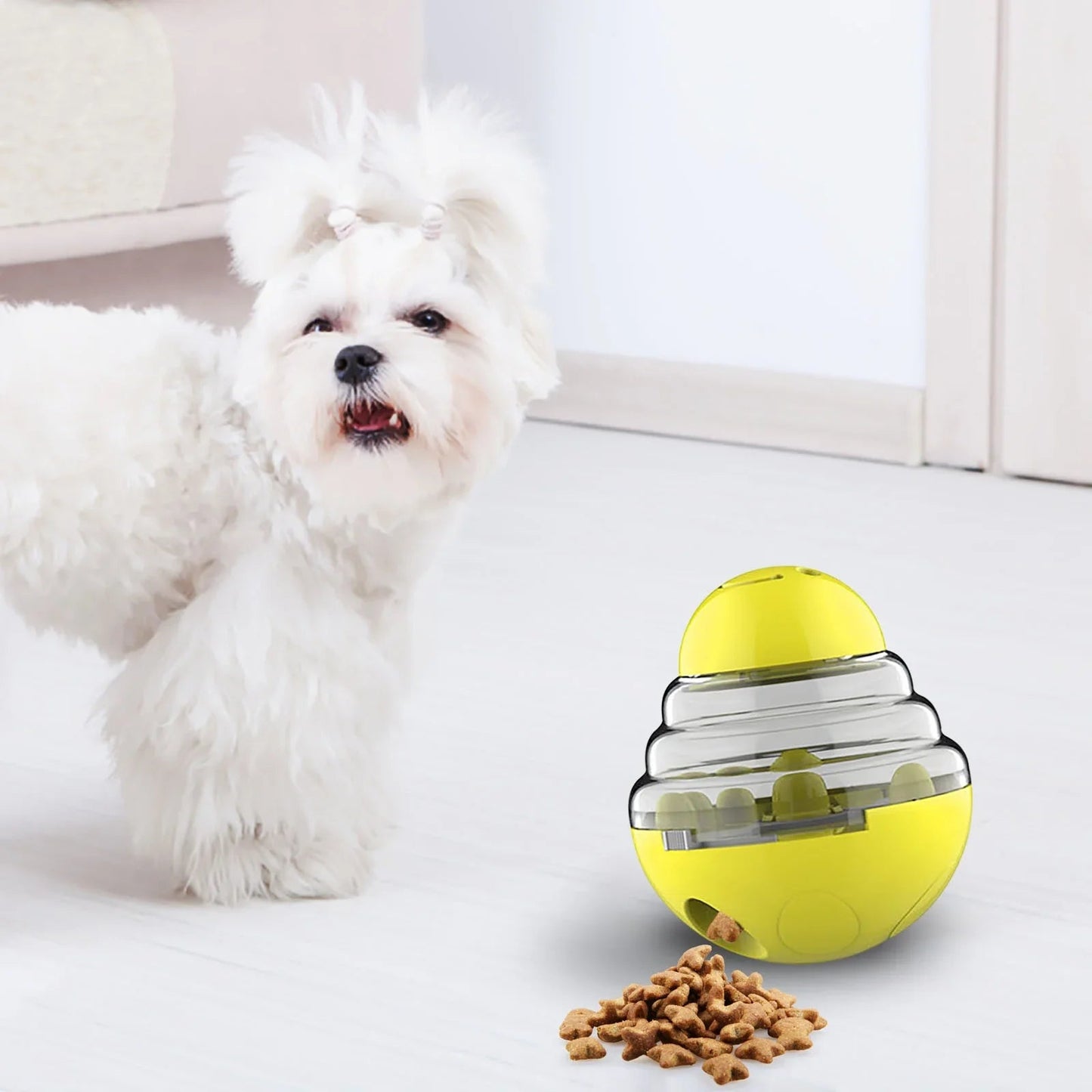 Distributeur de Croquettes pour Chien - SlowFeederDog™ - Jaune - Le Chien Combler